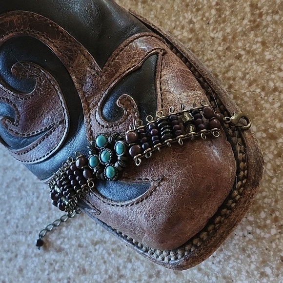 Beaded Brass Turquoise Chain Bracelet - Picture 2 of 9